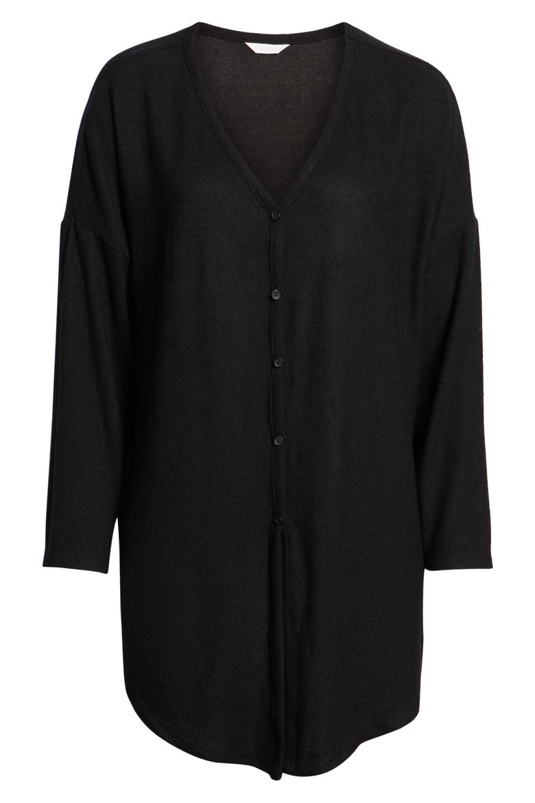 Tie Front Cozy Knit Shirt, Alternate, color, BLACK