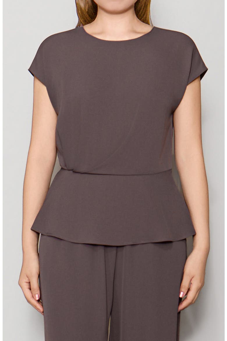 Short Sleeve Gathered Peplum Top, Main, color, ROBUST GREY