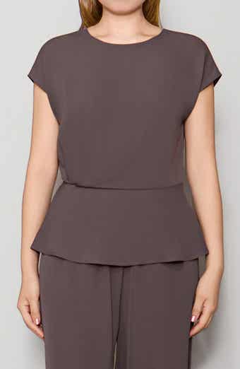 Short Sleeve Gathered Peplum Top