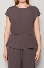 MELLODAY Short Sleeve Gathered Peplum Top