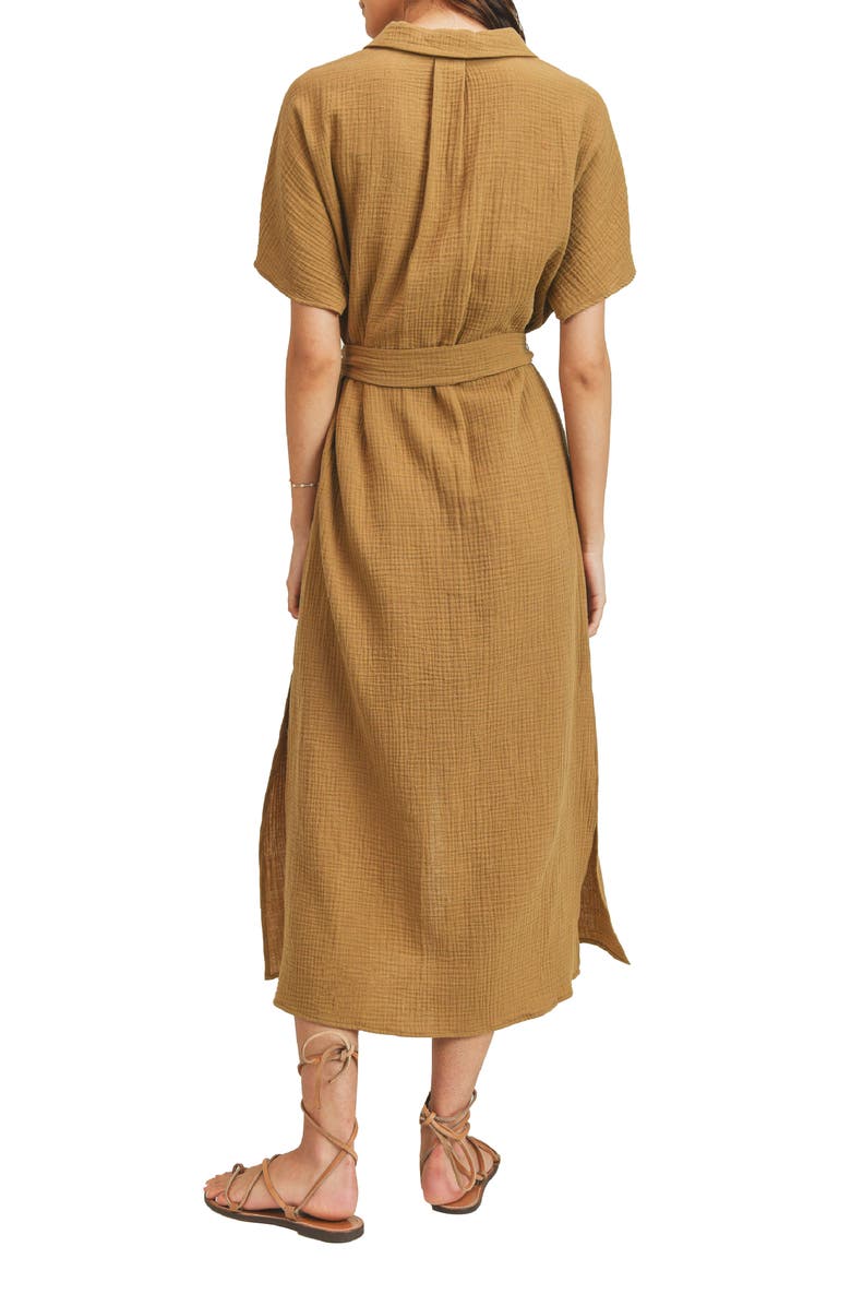Lush Tie Waist Dolman Sleeve Shirtdress, Alternate, color,