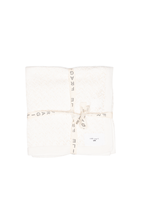 Lace Knit Baby Blanket - White, 55% Acrylic 45% Cotton