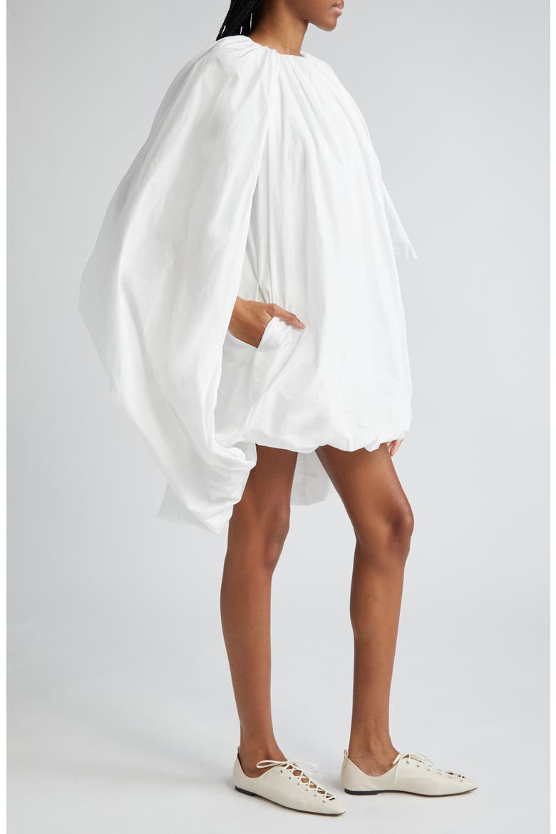 Cape Sleeve Bubble Hem Satin Dress, Alternate, color, 9001 - WHITE