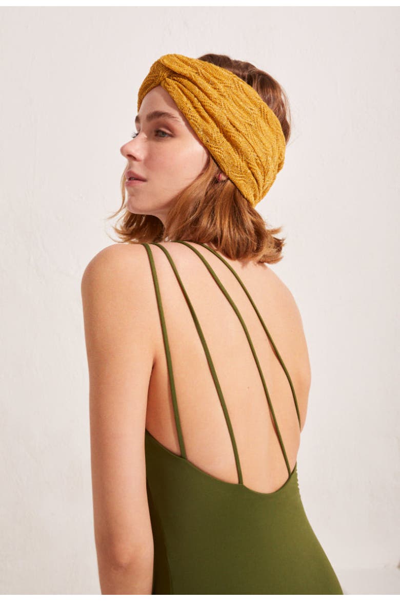 Touch Of Artisanal Strapless Swimsuit, Alternate, color, Khaki