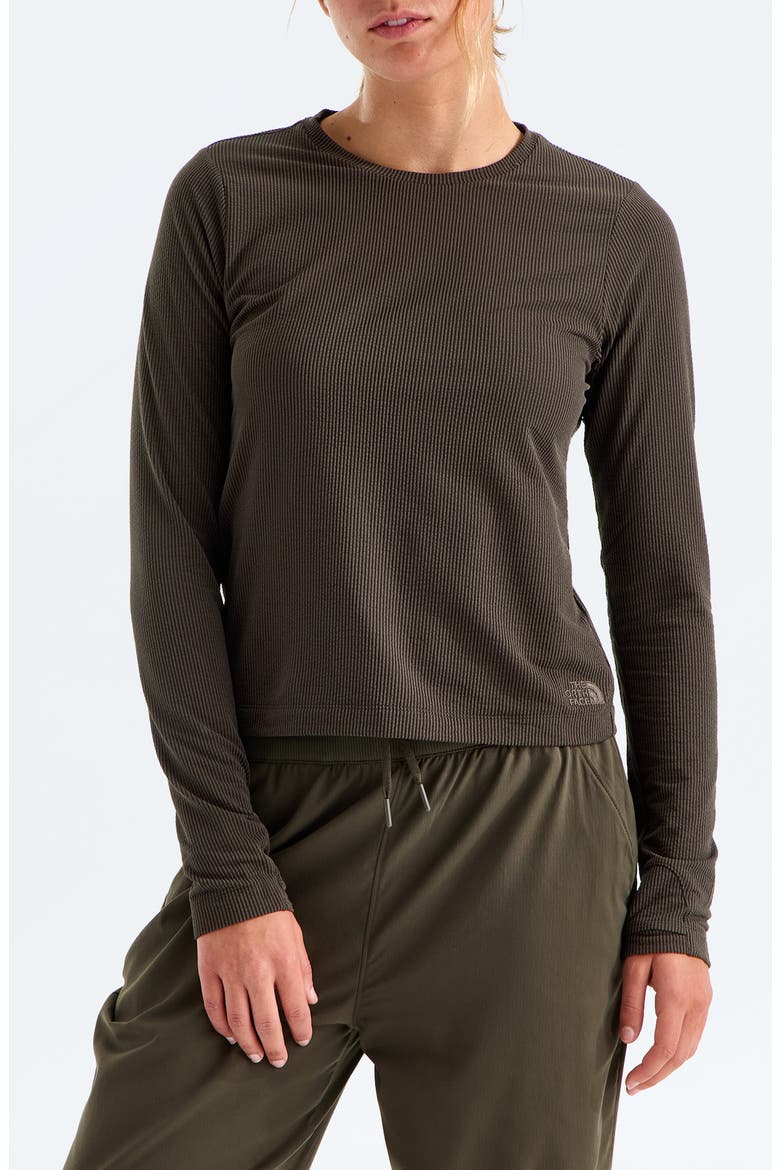 Golden Ridge LightRange Ribbed Performance Long Sleeve Tee, Main, color, DARK CHESTNUT