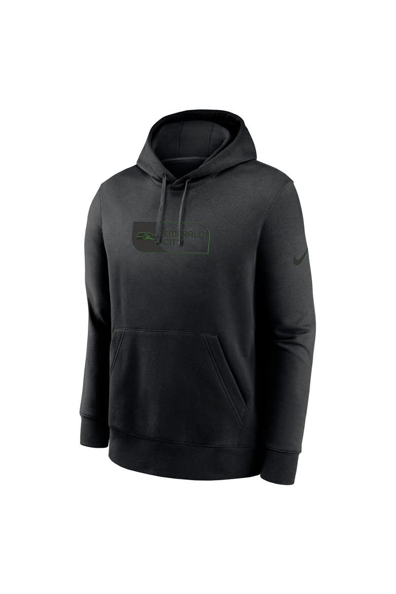 Men's Nike Black Seattle Seahawks Edge French Terry Club Pullover Hoodie, Alternate, color, Black