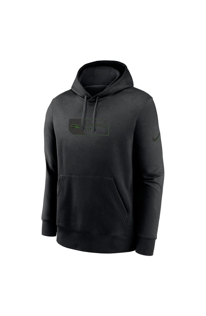 Nike Men's Nike Black Seattle Seahawks Edge French Terry Club Pullover Hoodie, Alternate, color,