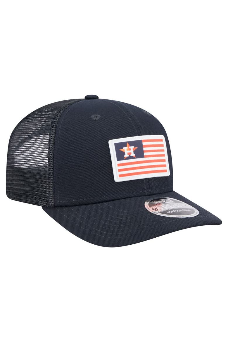 Men's New Era Navy Houston Astros Flag 9SEVENTY COOLERA Stretch-Snap Hat, Alternate, color, Navy