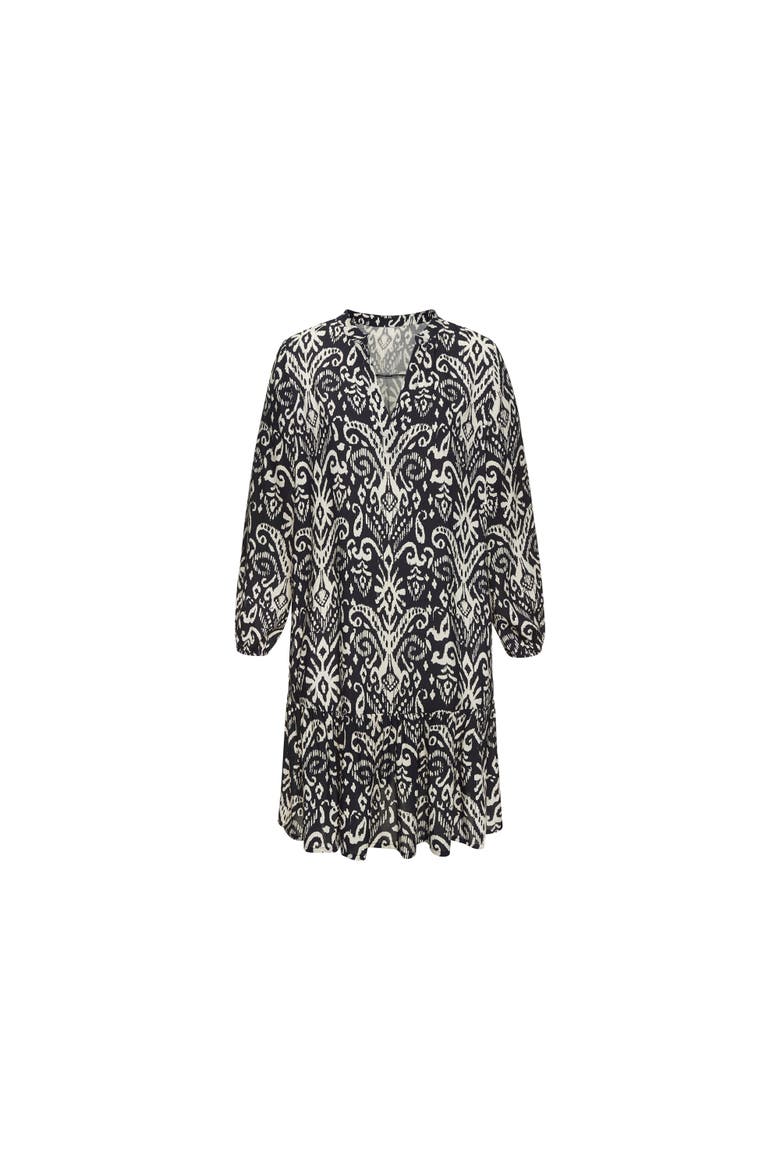 Printed Tunic Dress, Alternate, color, Navy Beige