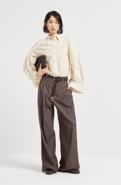 Brunello Cucinelli Wide Smart Trousers In Chocolate