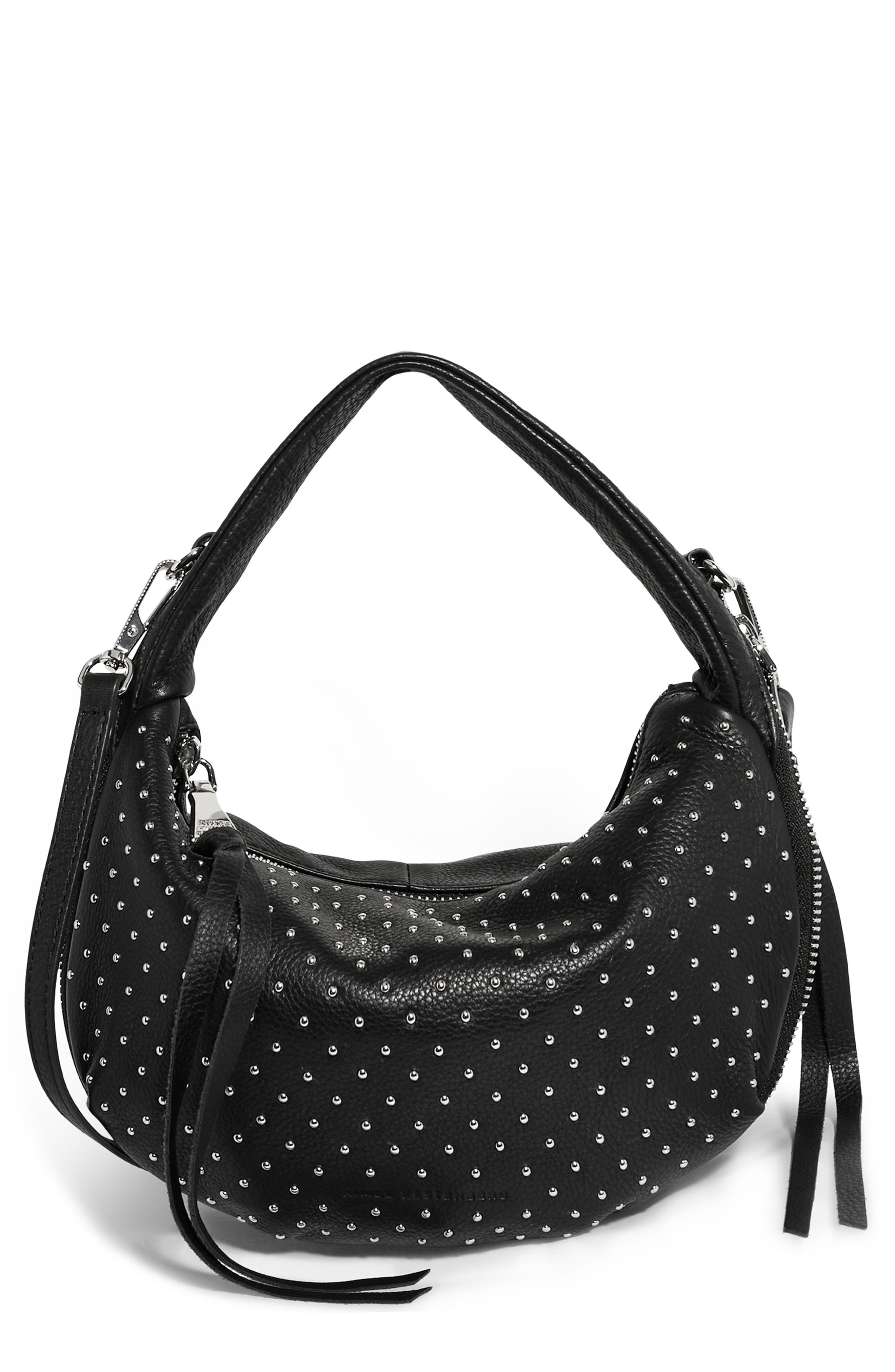 Mini Roxbury Leather Top Handle Bag, Main, color, BLACK W MICRO STUDS