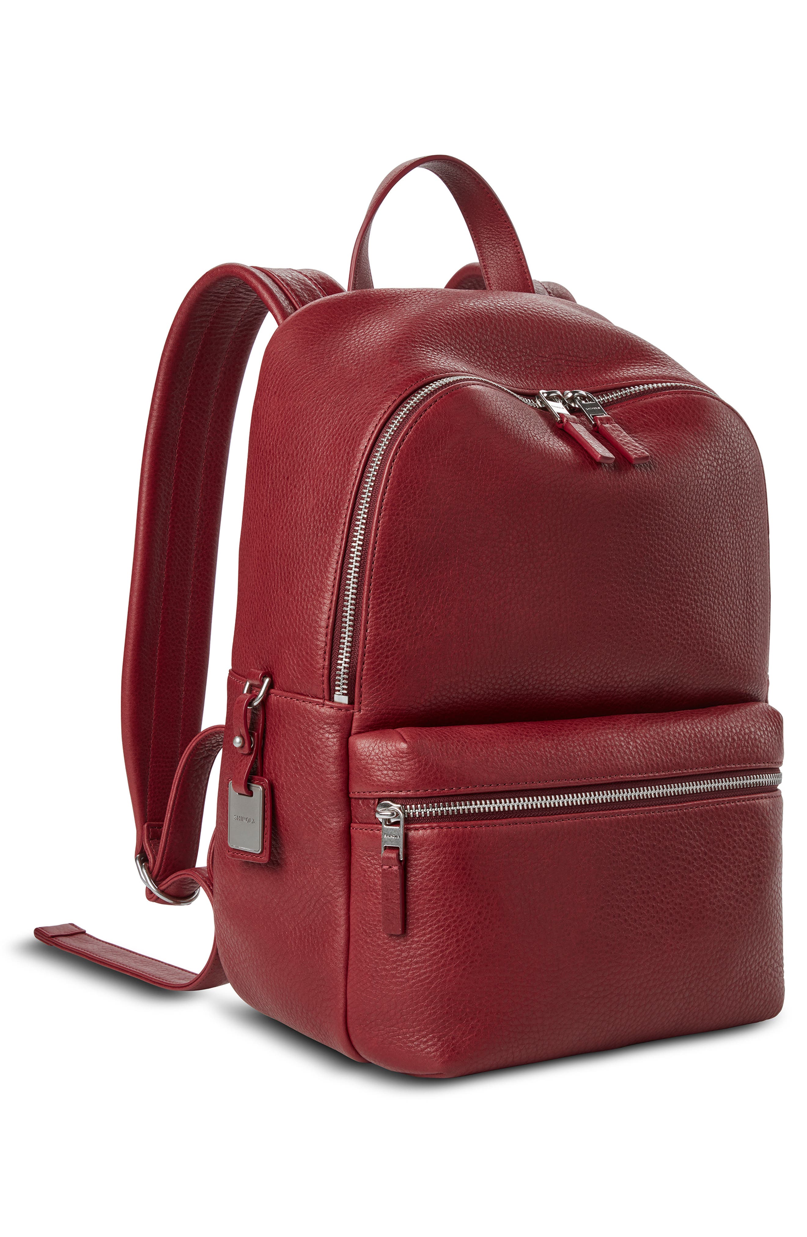 Shinola Small Runwell Leather Backpack, Alternate, color, Ruby