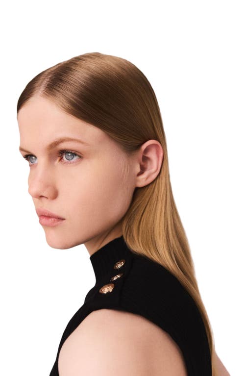 Maje Robe Courte En Maille Et Taffetas In Black