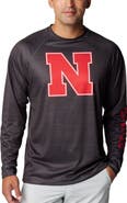 Columbia Men's Columbia  Heather Charcoal Nebraska Huskers PFG Terminal Tackle Omni-Shade Raglan Long Sleeve T-Shirt