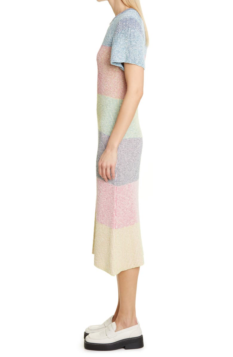 YanYan Rainbow Two Toned Tweed Cheongsam Midi Sweater Dress, Alternate, color,