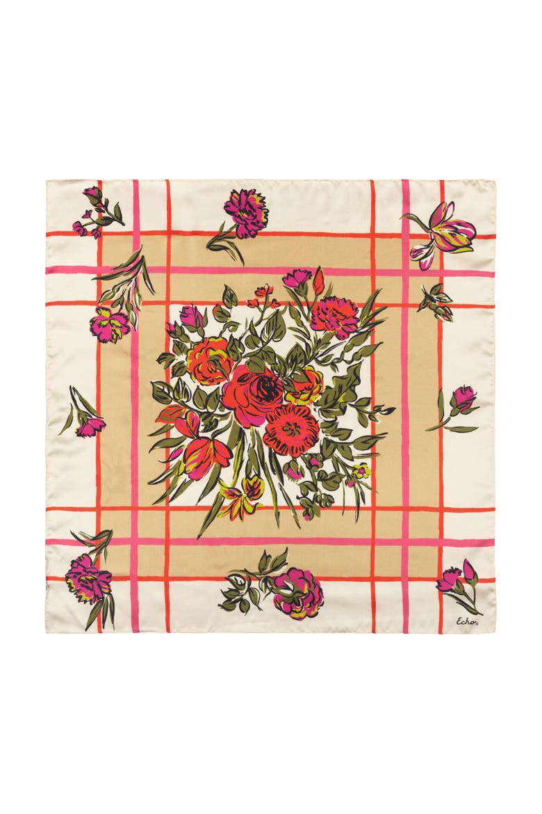 Cottage Bouquet Silk Bandana, Alternate, color, Orange Spice