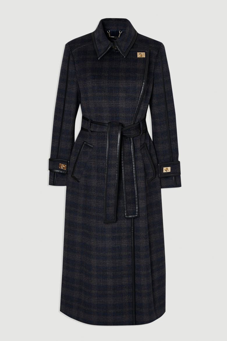 Double Breasted Belted Midi Coat, Alternate, color, Grey