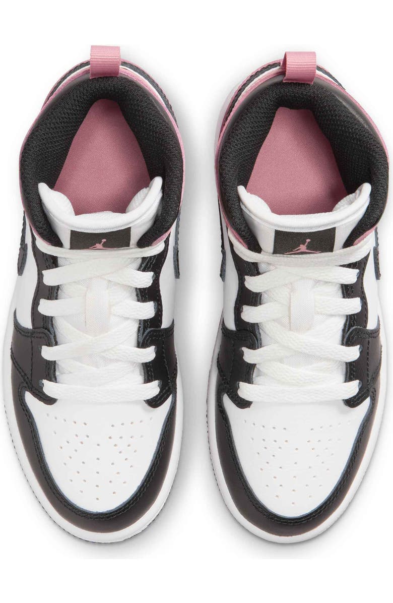 Nike Kids' Air Jordan 1 Mid Sneaker, Alternate, color, White/ Rust Pink/ Black
