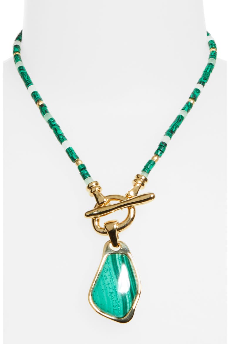 Ore Malachite Pendant Necklace, Alternate, color, ANTIQUE GOLD/ MALACHITE AGMA
