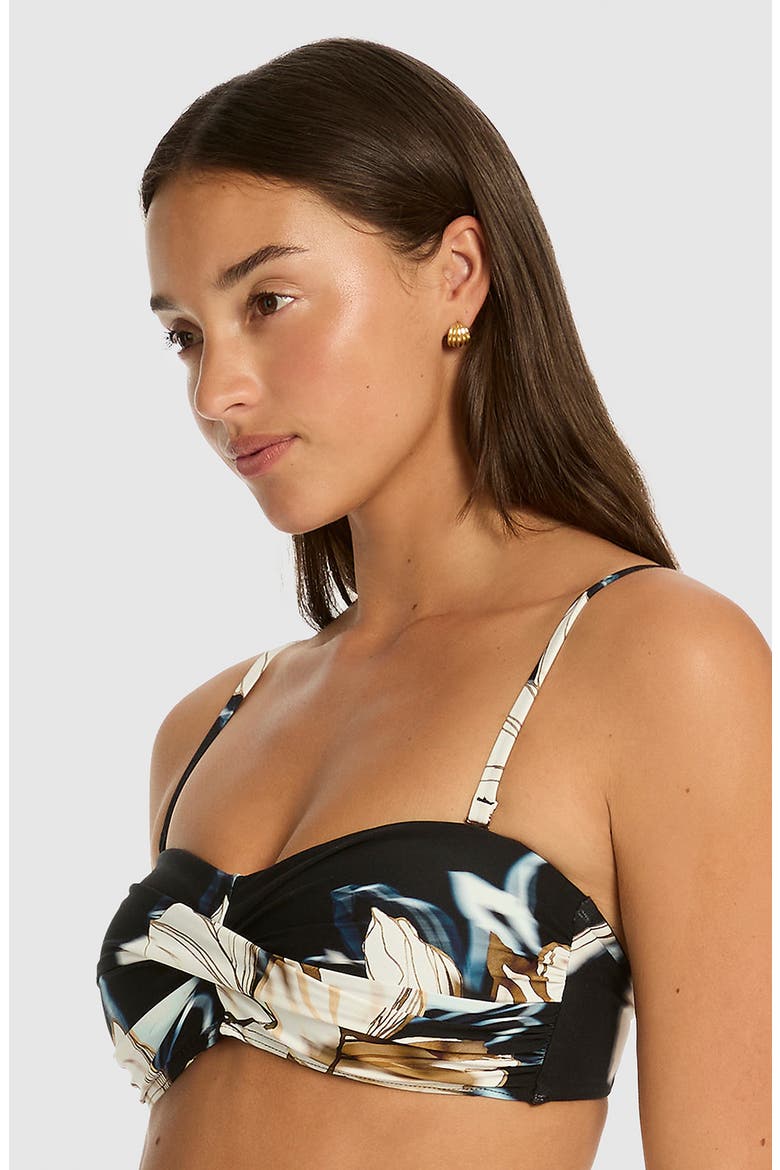 La Luna Twist Front Bandeau Bikini Top, Alternate, color, BLACK