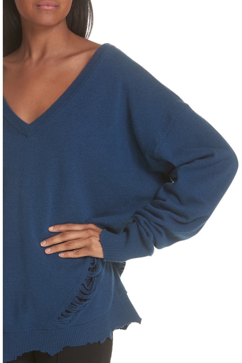 Distressed Wool Sweater, Alternate, color, WAVE