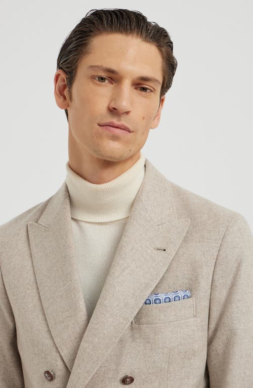 Brunello Cucinelli Double-faced Silk Geometric Pocket Square In Blue