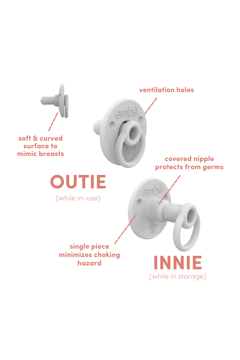 2-pack Baby Binnie Stow-Away Retractable Silicone Pacifier, Alternate, color, Pebble