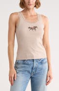 Vinyl Icons Horse Running Lace Trim Rib Graphic Tank