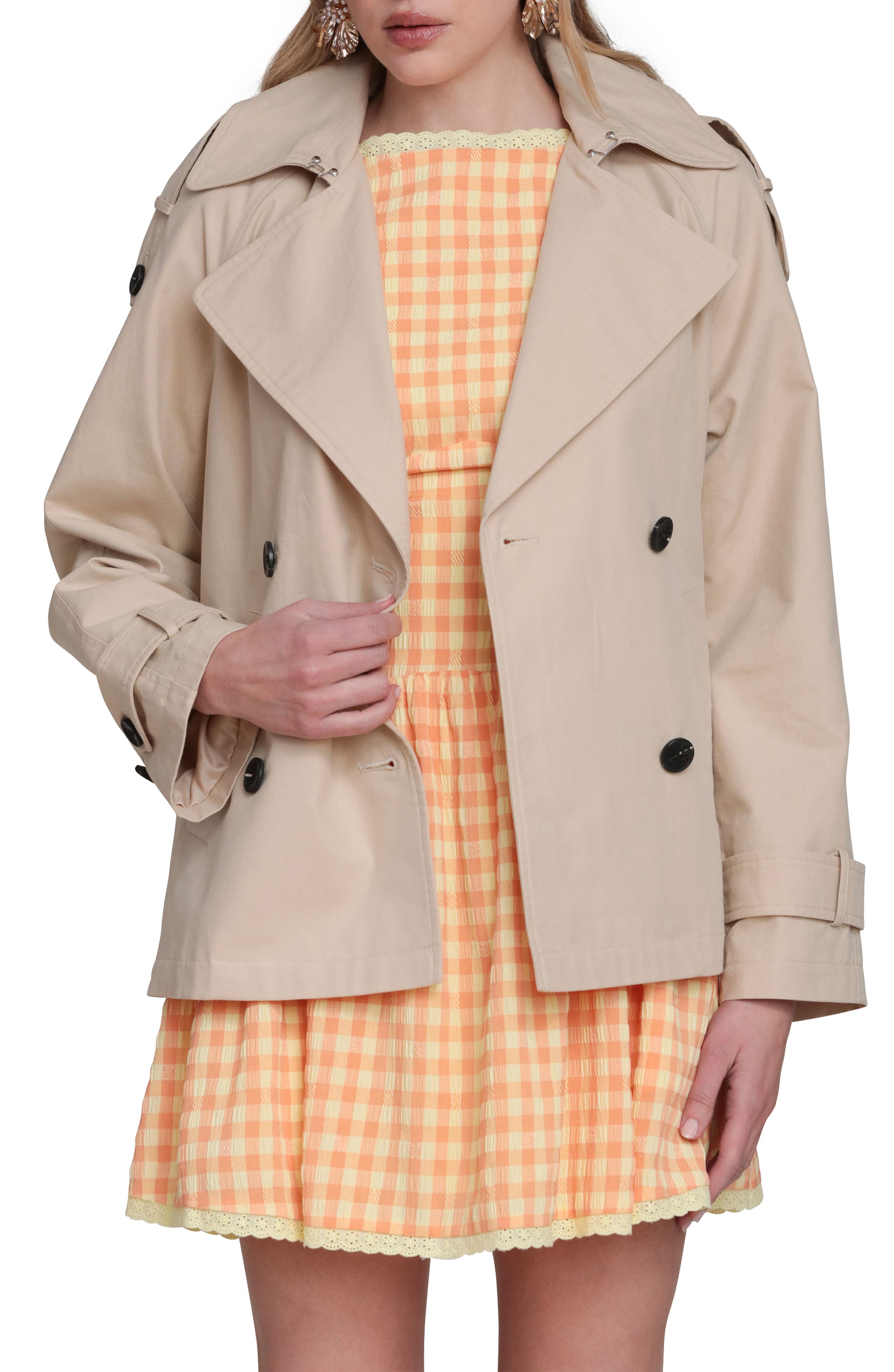 Double Breasted Short Trench Coat - image 3
