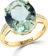 EFFY 14K Yellow Gold Green Quartz & Diamond Ring
