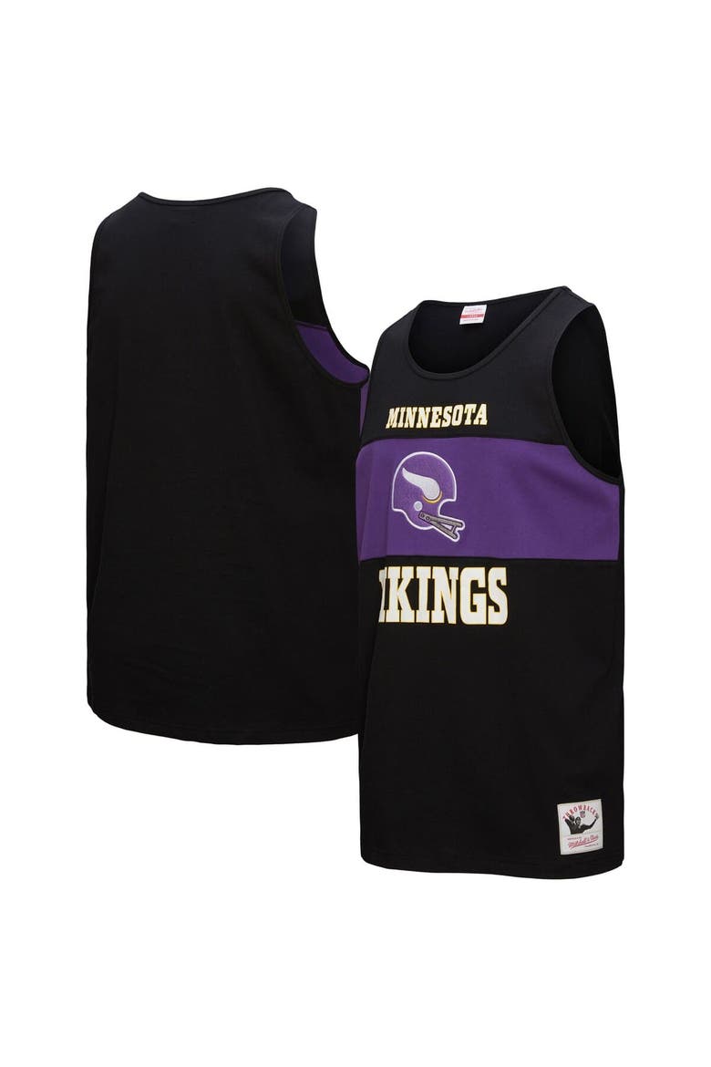 Men's Mitchell & Ness Black Minnesota Vikings Retro Colorblock Tank Top, Main, color, Black