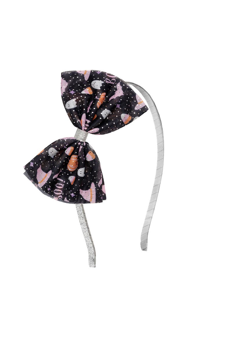 Sweet Wink Boo Halloween Tulle Bow Headband, Main, color, 
