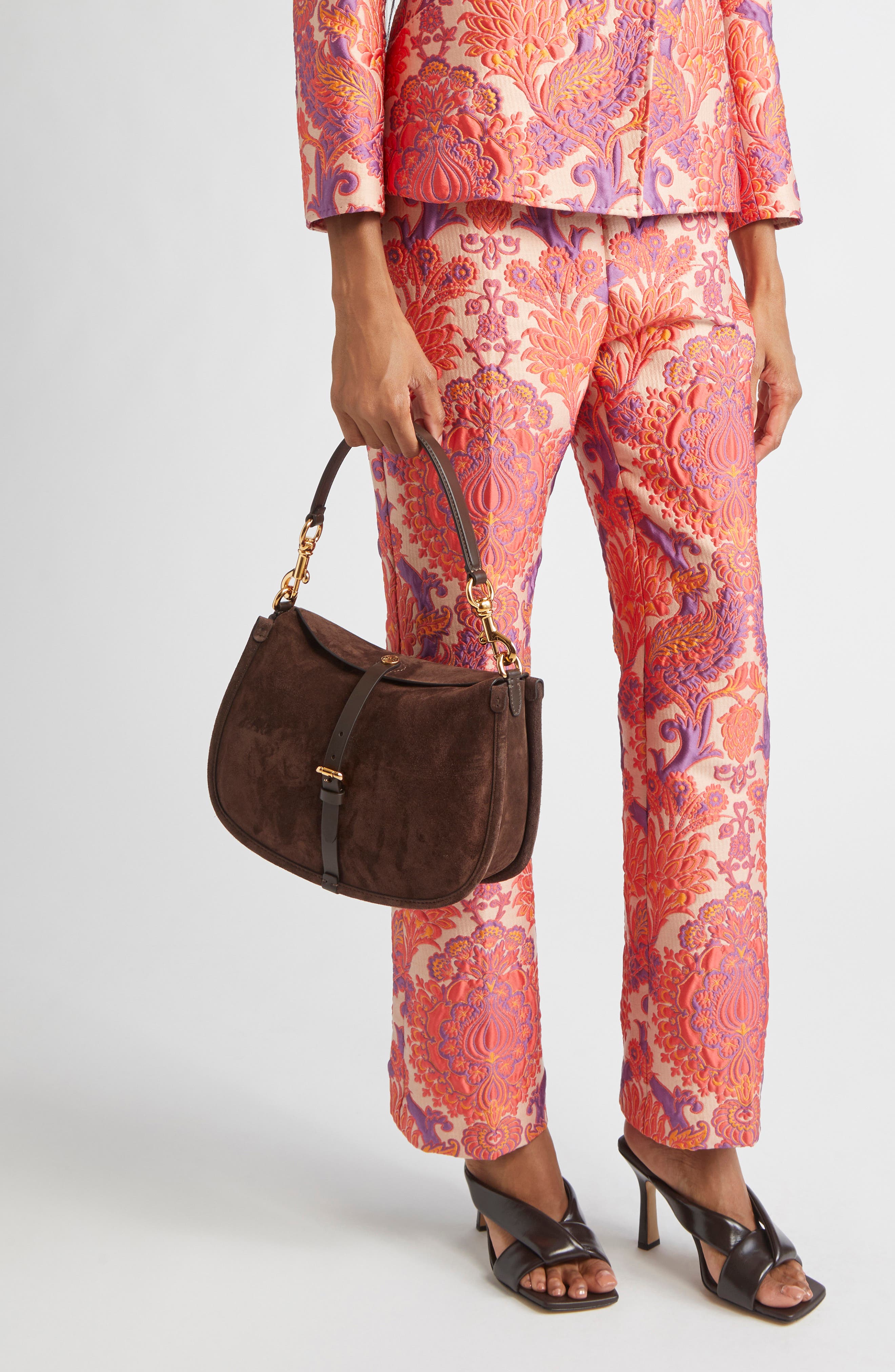 Etro Belted Suede Hobo Bag, Alternate, color, 