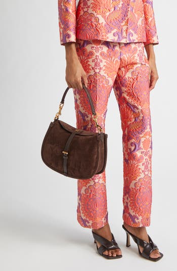 Belted Suede Hobo Bag