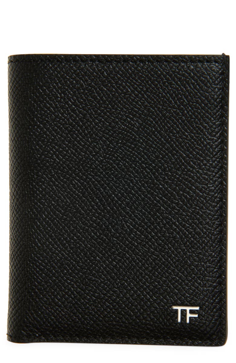 TOM FORD T-Line Leather Bifold Card Case, Main, color, Black