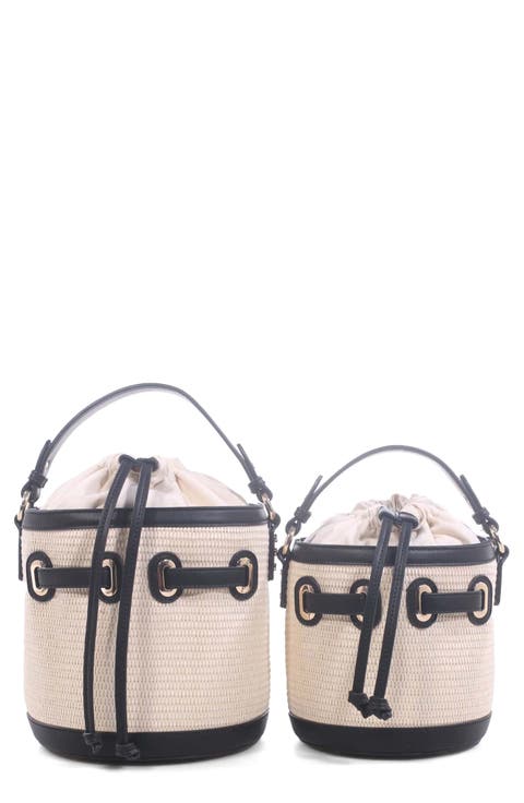 Gina Set of 2 Twinning Straw Bucket Bags