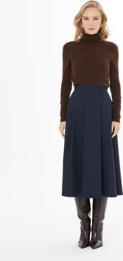 Gizia Pleated Skirt with Back Concealed Zip Closure
