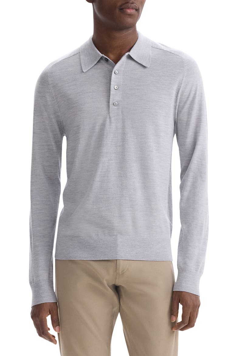 Regal Long Sleeve Wool Blend Polo, Main, color, VAPOR MELANGE