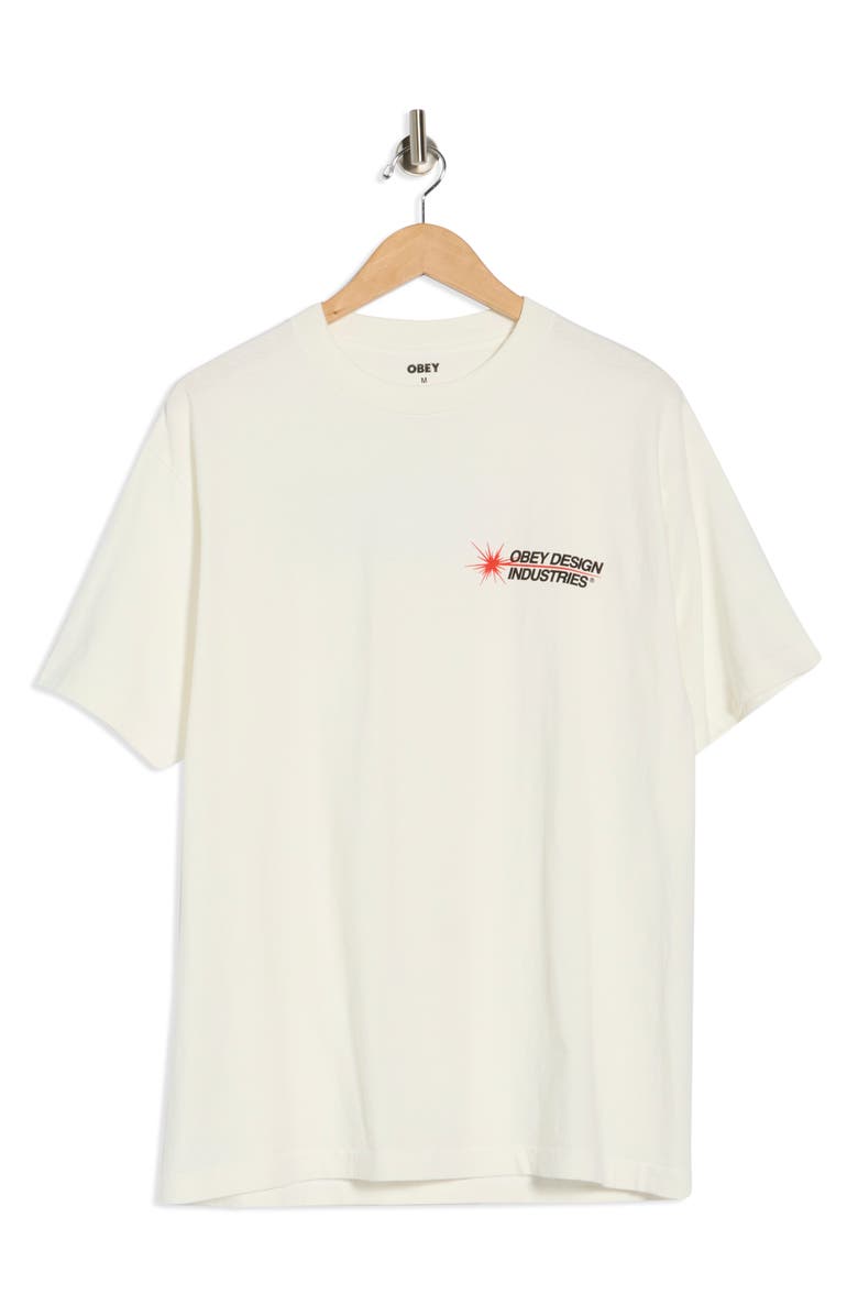 Obey Design Industrial Graphic T-Shirt, Alternate, color, Pigment Vintage White