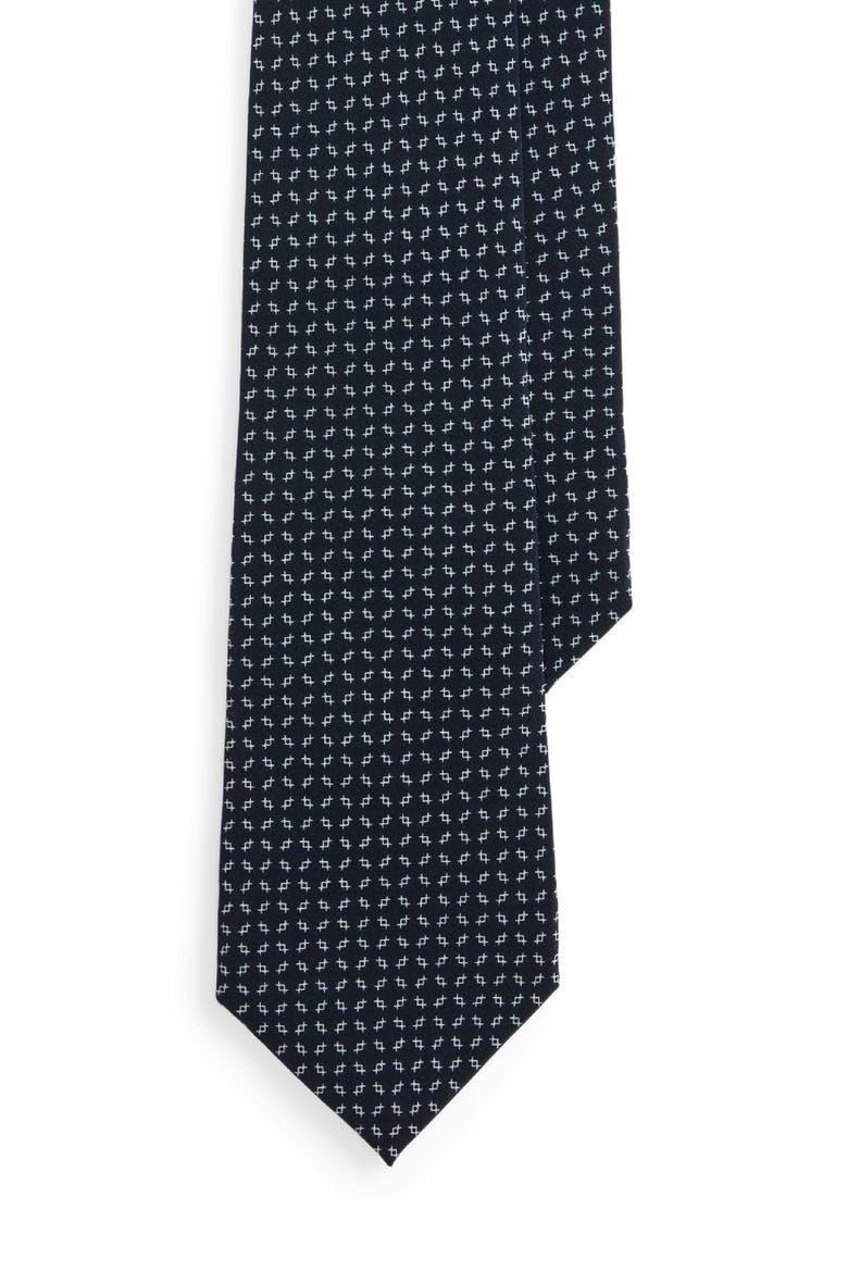 Geometric Silk Tie, Main, color, NAVY