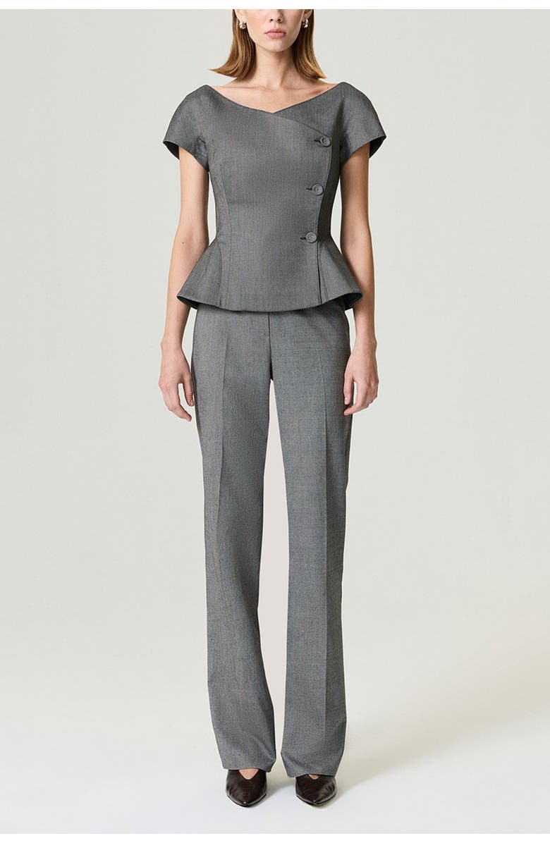 Nocturne Side Slit Tailored Pants, Alternate, color, Dark Grey