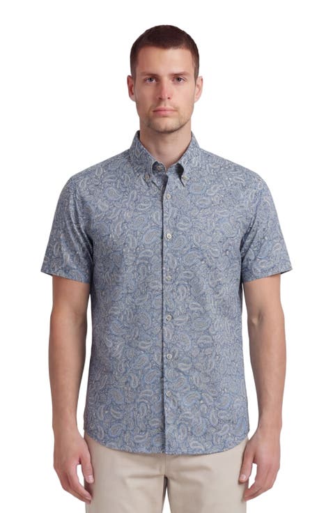 Paisley Pile Mens Printed Button Up Shirt