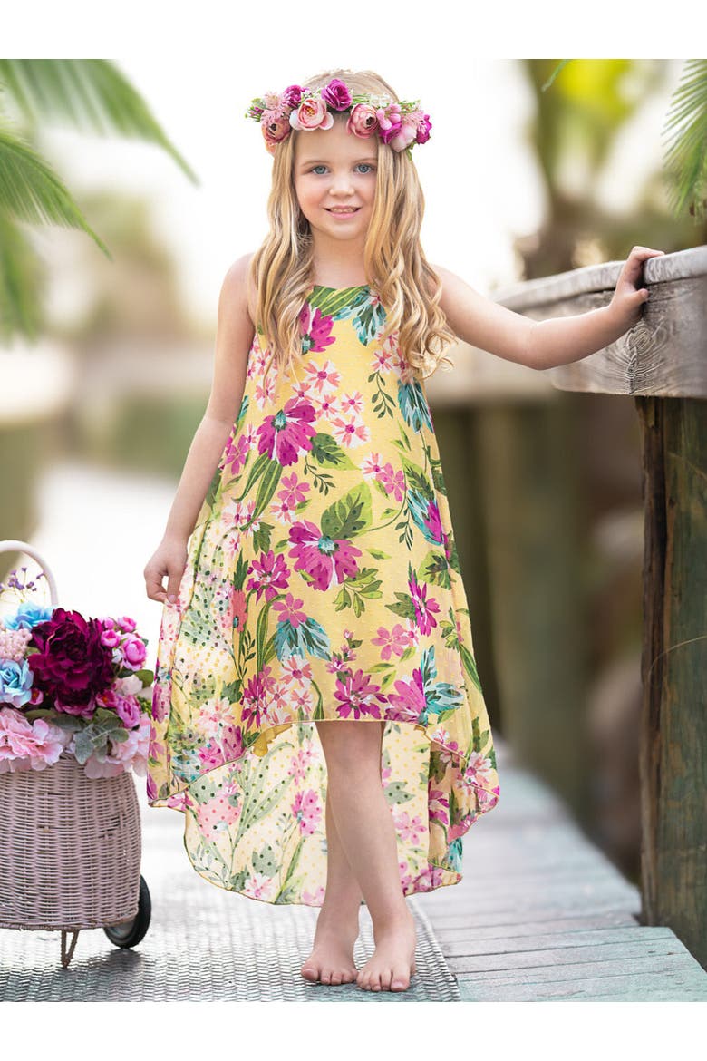Girls Sunny Breeze Sleeveless Hi-Lo Dress, Alternate, color, Yellow