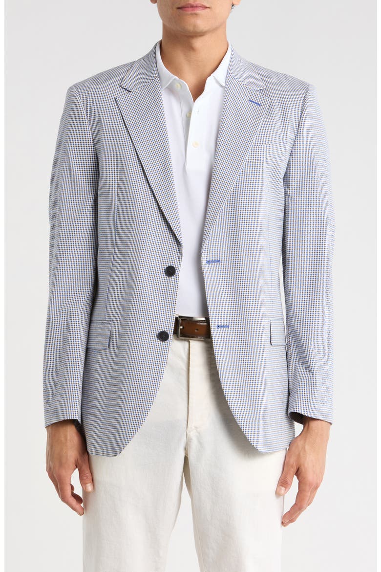 Micro Plaid Seersucker Jacket, Main, color, BLUE