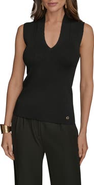 Donna Karan New York V-Neck Sleeveless Sweater