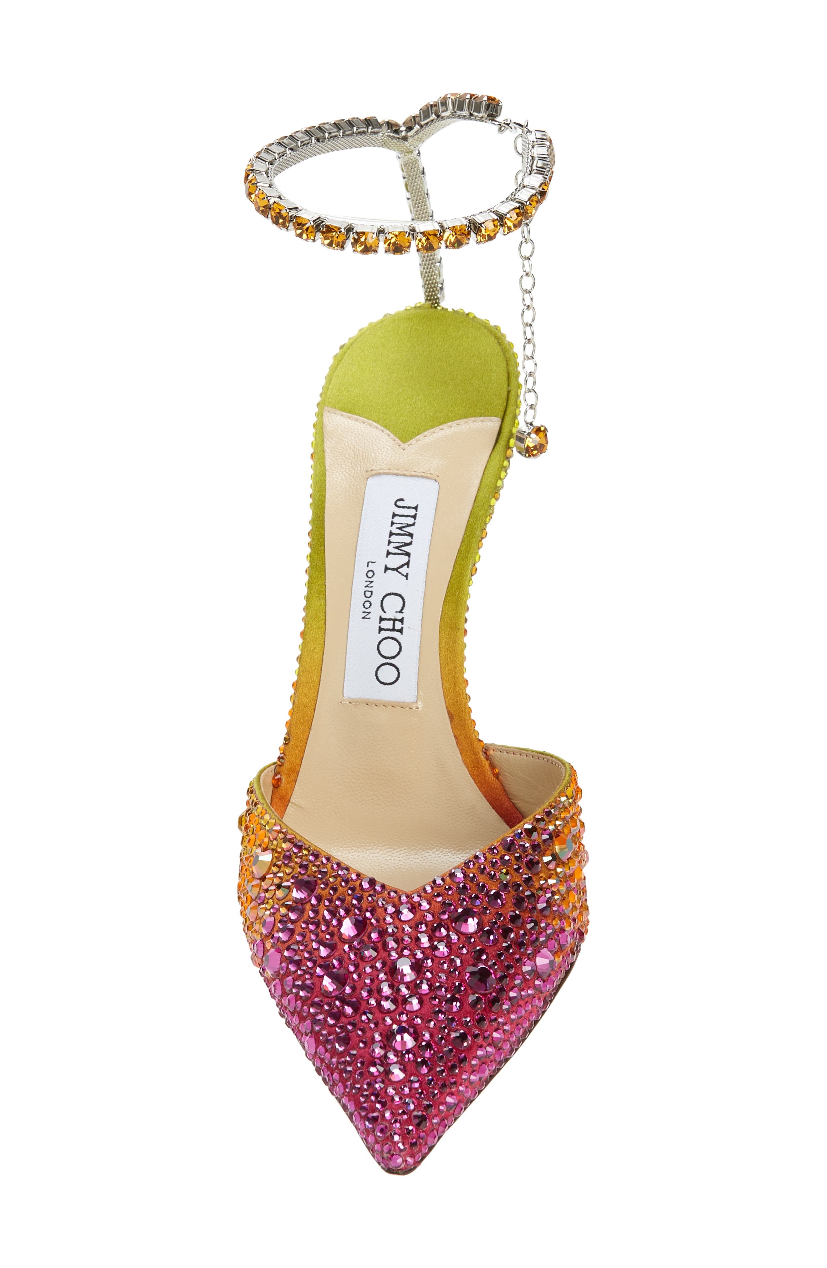 Jimmy Choo Saeda Crystal Ankle Strap Pointed Toe Pump, Alternate, color, 