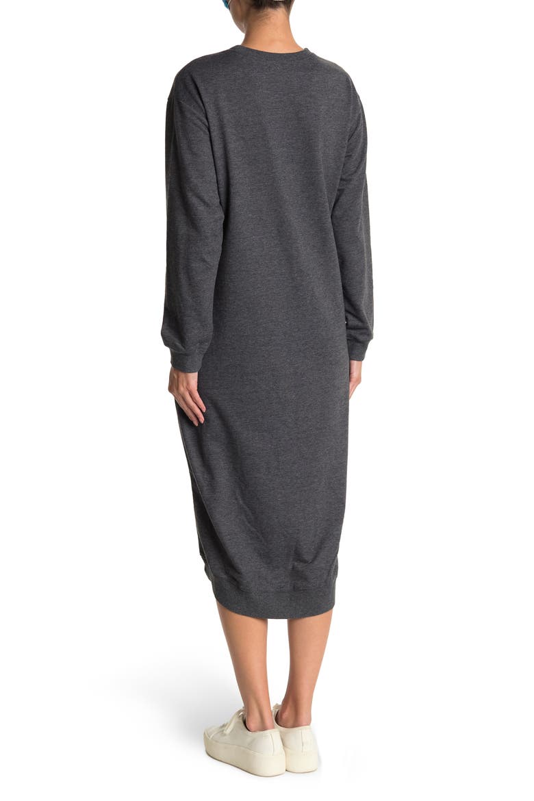 Pocket Midi Sweatshirt Dress, Alternate, color, CHARCOAL