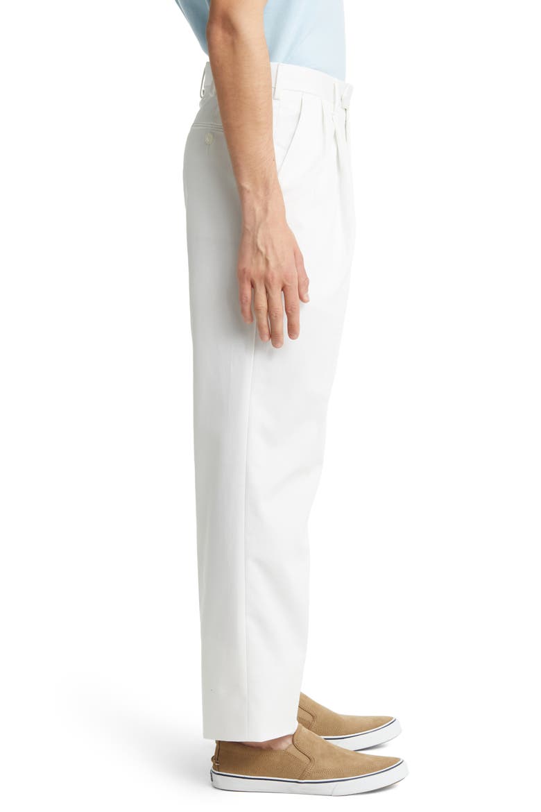 Classic Fit Pleated Cotton Twill Trousers, Alternate, color, WHITE
