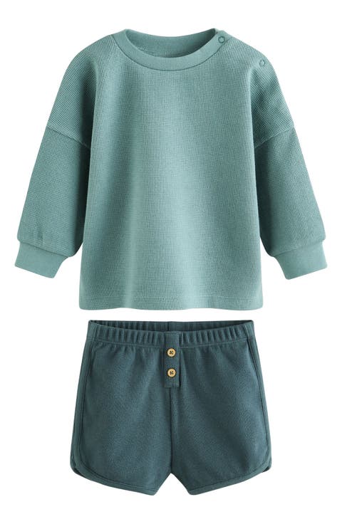 Waffle Knit Sweatshirt & Shorts Set (Baby)