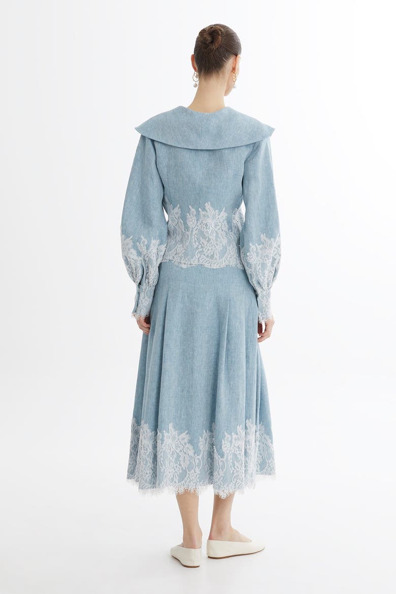 Blue Embroidered Balloon Sleeve Linen Jacket, Alternate, color, Blue